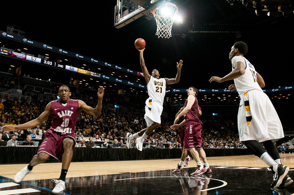 Virginia Commonwealth University's Treveon Graham shoots during a game against Saint Joseph's University during the Atlantic 10 tournament at Barclays Center, March 15, 2013, in Brooklyn. VCU won, 82-79.